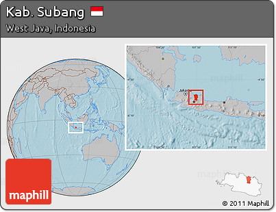 Gray Location Map of Kab. Subang, hill shading