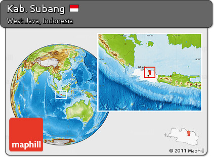 Physical Location Map of Kab. Subang, highlighted parent region