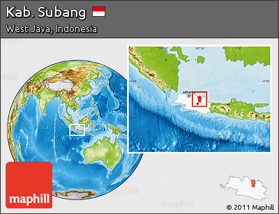 Physical Location Map of Kab. Subang, highlighted parent region