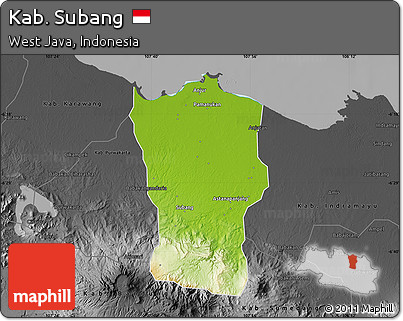 Physical Map of Kab. Subang, darken, desaturated