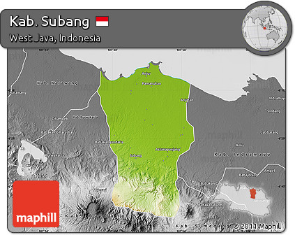 Physical Map of Kab. Subang, desaturated