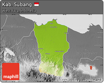 Physical Map of Kab. Subang, desaturated