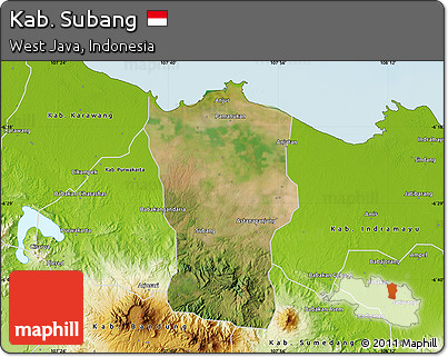 Satellite Map of Kab. Subang, physical outside