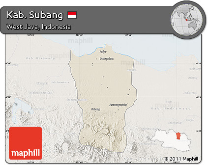 Shaded Relief Map of Kab. Subang, lighten