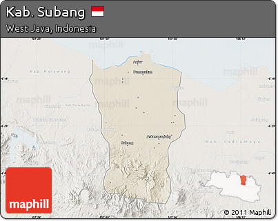 Shaded Relief Map of Kab. Subang, lighten