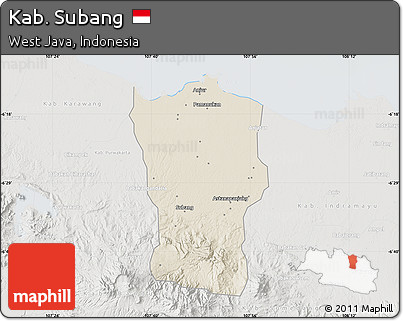 Shaded Relief Map of Kab. Subang, lighten, semi-desaturated