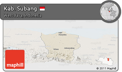 Shaded Relief Panoramic Map of Kab. Subang, lighten