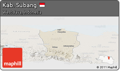 Shaded Relief Panoramic Map of Kab. Subang, lighten