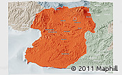 Political 3D Map of Kab. Sukabumi, lighten, semi-desaturated