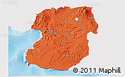 Political 3D Map of Kab. Sukabumi, single color outside
