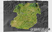 Satellite 3D Map of Kab. Sukabumi, darken, desaturated