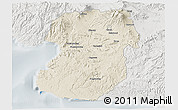 Shaded Relief 3D Map of Kab. Sukabumi, lighten, semi-desaturated