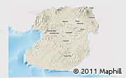 Shaded Relief 3D Map of Kab. Sukabumi, single color outside