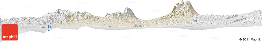 Shaded Relief Horizon Map of Kab. Sukabumi, lighten, desaturated