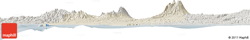 Shaded Relief Horizon Map of Kab. Sukabumi, semi-desaturated