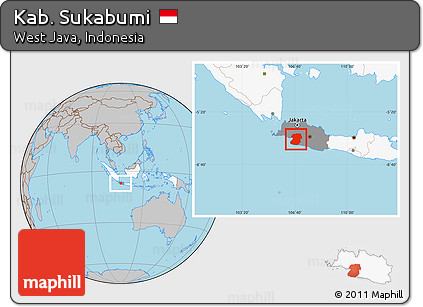 Gray Location Map of Kab. Sukabumi, highlighted country, highlighted parent region
