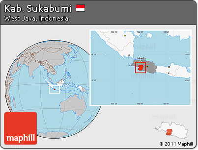 Gray Location Map of Kab. Sukabumi, highlighted country, highlighted parent region