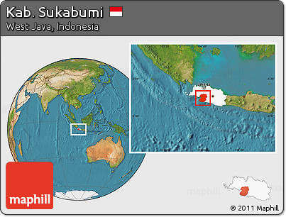Satellite Location Map of Kab. Sukabumi, highlighted parent region