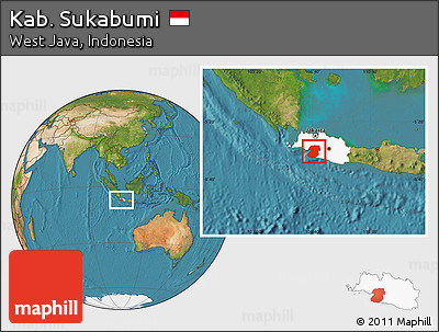Satellite Location Map of Kab. Sukabumi, highlighted parent region