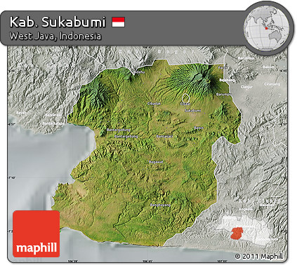 Satellite Map of Kab. Sukabumi, lighten, semi-desaturated