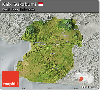 Satellite Map of Kab. Sukabumi, lighten, semi-desaturated