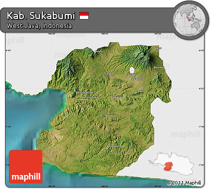 Satellite Map of Kab. Sukabumi, single color outside