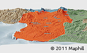 Political Panoramic Map of Kab. Sukabumi, semi-desaturated