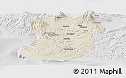 Shaded Relief Panoramic Map of Kab. Sukabumi, lighten, desaturated