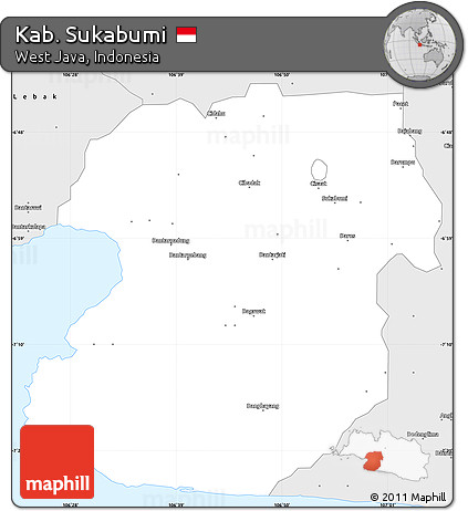 Silver Style Simple Map of Kab. Sukabumi