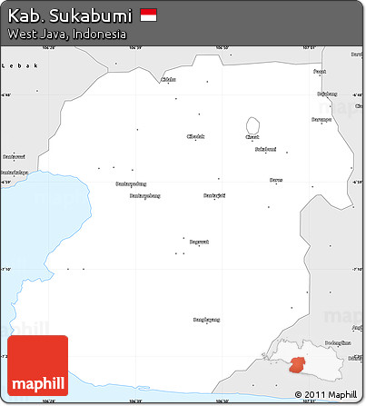 Silver Style Simple Map of Kab. Sukabumi