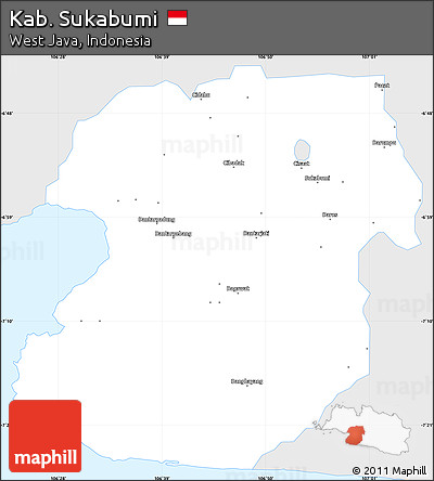 Silver Style Simple Map of Kab. Sukabumi, single color outside
