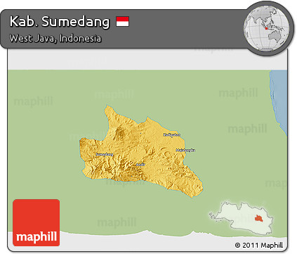 Savanna Style 3D Map of Kab. Sumedang, single color outside