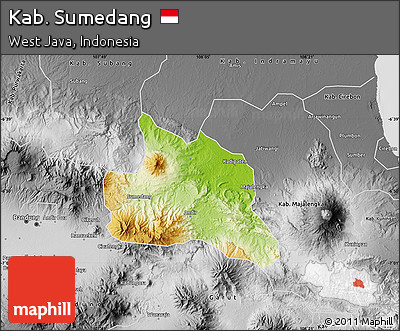 Physical Map of Kab. Sumedang, desaturated