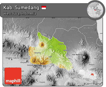 Physical Map of Kab. Sumedang, desaturated