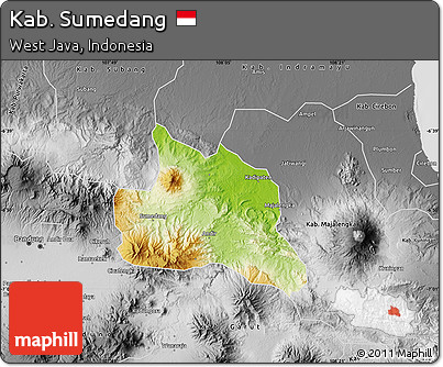 Physical Map of Kab. Sumedang, desaturated