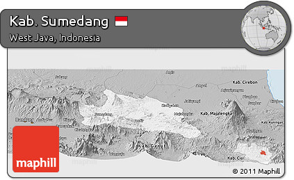 Gray Panoramic Map of Kab. Sumedang