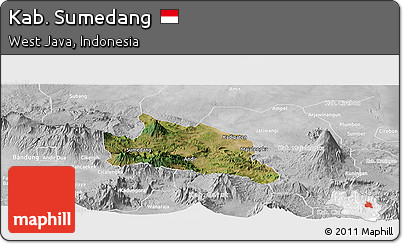 Satellite Panoramic Map of Kab. Sumedang, lighten, desaturated