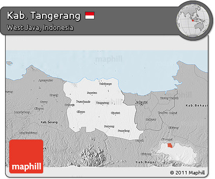 Gray 3D Map of Kab. Tangerang