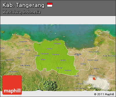 Physical 3D Map of Kab. Tangerang, satellite outside