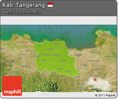 Physical 3D Map of Kab. Tangerang, satellite outside