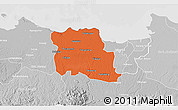 Political 3D Map of Kab. Tangerang, lighten, desaturated