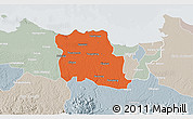 Political 3D Map of Kab. Tangerang, lighten, semi-desaturated
