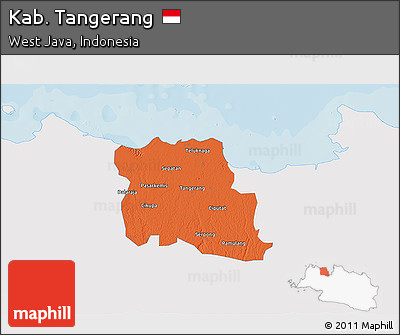 Political 3D Map of Kab. Tangerang, single color outside