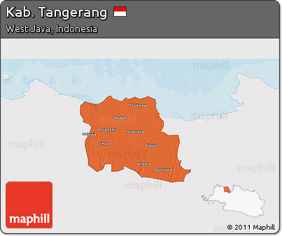 Political 3D Map of Kab. Tangerang, single color outside
