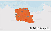 Political 3D Map of Kab. Tangerang, single color outside