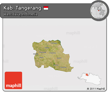 Satellite 3D Map of Kab. Tangerang, cropped outside
