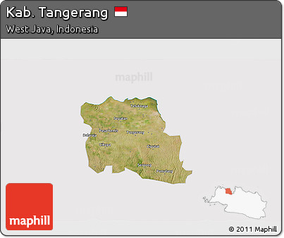 Satellite 3D Map of Kab. Tangerang, cropped outside