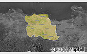 Satellite 3D Map of Kab. Tangerang, darken, desaturated