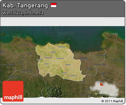 Satellite 3D Map of Kab. Tangerang, darken