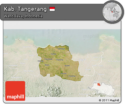 Satellite 3D Map of Kab. Tangerang, lighten